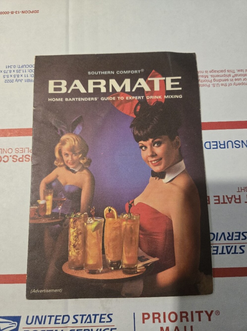 PLAYBOY Red and Black Bunny Barmate Pinup Cover Art